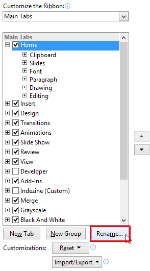 Thay đổi tiêu đề tab Ribbon từ chữ in hoa sang chữ thường